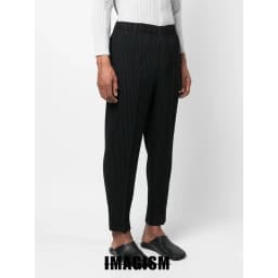 Miyake High Quality Loose Leggings Men's Wrinkled Casual Western Pants Straight Tube Mid Seam Pants Japanese Streetwear