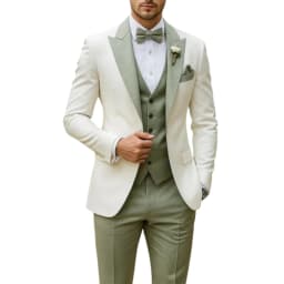 Slim Fit Wedding Tuxedo for Groom 3 Pieces Formal Men Suits for Outdoor Prom Party Ceremony Fashion Set (Jacket + Pants + Vest)