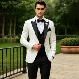 Slim Fit Wedding Tuxedo for Groom 3 Pieces Formal Men Suits for Outdoor Prom Party Ceremony Fashion Set (Jacket + Pants + Vest)
