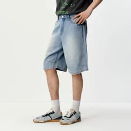 Semir Men Shorts Light Cool Vintage Washed Denim Knee Length Shorts 2026 Summer Loose Straight