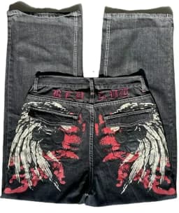 2025 New Style Retro Street Trend Letter Embroidery Loose Denim Pants for Men - Y2K Hip-Hop Extra Large Wide Leg Pants