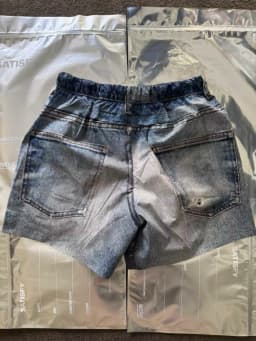 Satisfy PeaceShell Denim Digital Print Breathable Athletic Shorts