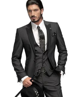 Men's Suit Slim Fit 3 Pieces Burgundy Tuxedo Gentle-Mens Wedding Suits Notch Lapel Groom Terno (Jacket+Pants+Vest)