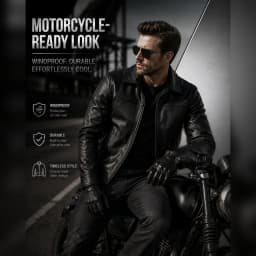 Men's Genuine Cowhide Leather Jacket Black Lapel Biker Coat Slim Fit Wind Proof Motorcycle Zip Up Casual Autumn Winter Outerwear