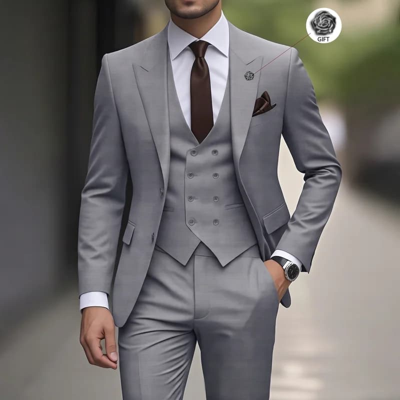 Men's Slim-Fit Three-Piece Suit for Business Professionals, Wedding Groomsman and Groom, and Men Attending Formal Dinners or Balls