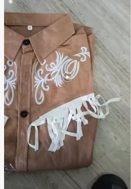 Cowboy Tee Shirts For Men Fashion Vintage Suede Fringe Jacket Long Sleeve Button Design Casual Party Wear Popular Tops For Man