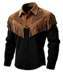 Cowboy Tee Shirts For Men Fashion Vintage Suede Fringe Jacket Long Sleeve Button Design Casual Party Wear Popular Tops For Man