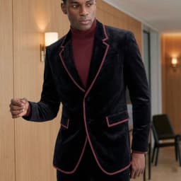Velvet Men Suits for Prom with Piping 2 Pieces Single Breasted Tuxedo Groom Custom Made Flap Pockets for Wedding Gala Occasions