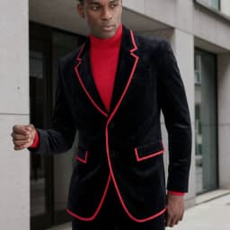 Velvet Men Suits for Prom with Piping 2 Pieces Single Breasted Tuxedo Groom Custom Made Flap Pockets for Wedding Gala Occasions