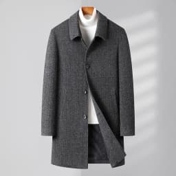 Mens Designer Knitted Wool Stretch Coat Casual Business Handsome Overcoat High Quality Fashion 2024