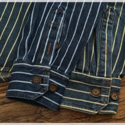 Heavy vertical stripe cargo denim shirt Men do old washed cotton elbow stick cloth lapel long sleeve shirt jacket