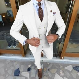 Suit for Mens Wedding Groom Tuxedo Jacket Pants Vest 3-piece Set Formal Peaked Collar Custom Suit Elegant Men