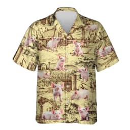 Funny Animal Pig 3D Printed Beach Shirt Cute Pet Graphic Shirts For Men Clothes Casual Hawaiian Surfing Short Sleeve Boy Blouses