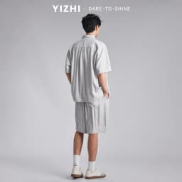 Fashion Men Lyocell Linen Two Piece Set 2026 Summer Lapel Loose Casual Cool Feel Shirt And Shorts Outfit
