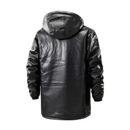 KIDWHXR Man Autumn Winter Thicken Fleece Windproof Men Leather Jacket Retro Mid Length Long Sleeve Versatile Male Outerwear