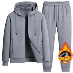 Autumn Winter Hooded Cardigan Fleece Thickened 2 Piece Set Sporty Fashion Pure Cotton Tracksuit