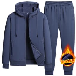 Autumn Winter Hooded Cardigan Fleece Thickened 2 Piece Set Sporty Fashion Pure Cotton Tracksuit