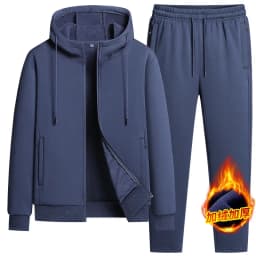 Autumn Winter Hooded Cardigan Fleece Thickened 2 Piece Set Sporty Fashion Pure Cotton Tracksuit