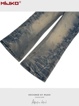 MIJKO Vintage Washed Mens Jeans Pants Streetwear Casual Denim Trousers Unisex