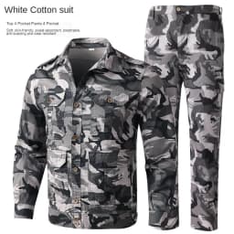 Summer Thin Outdoor Work Suit Set Long Sleeved Anti Scald Pure Cotton Thread Sweat Absorbing Breathable Camouflage Suit