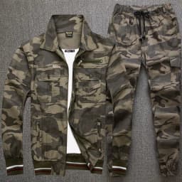 Summer Thin Outdoor Work Suit Set Long Sleeved Anti Scald Pure Cotton Thread Sweat Absorbing Breathable Camouflage Suit