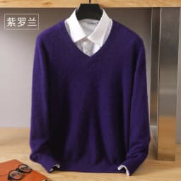 Men's 100% Pure Mink Cashmere Sweater V-Neck Pullover Knitted Large Size Mink Sweater Winter New Tops Longsleeve Fashion Highend