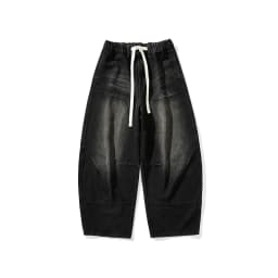 2026 Spring Men Denim Pants Men Vintage Elastic Waist Black Jeans Pants Male Harajuku Hip Hop Cotton Oversize Wide Leg Trousers