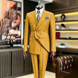 Luxury Handsome 2 Piece Jacket Pants Double Breasted Peak Lapel Slim Fit Business Gentleman Banquet Traje De Hombre Elegant