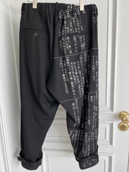 TOP-YAMAMOTO original design dictionary discharge print casual pants with dark wool catwalk style