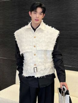 LUZHEN Tassels Burr Design Waistcoat Trendy Korean Men Vest Jacket Fashion Sleeveless 2025 Street Korean Clothes Original LZ5340