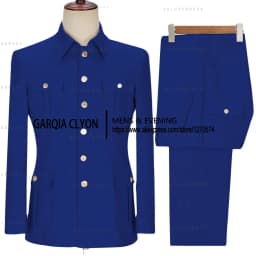 2 Pieces Men's Slim Fit With 4 Real Pocket Single Breasted Suit Formal Suits Groomsmen Wedding Tailored Fit (Blazer+Pants)