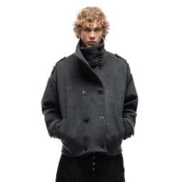 No faith studios double breasted stand-up collar double-sided wool boxy jacket