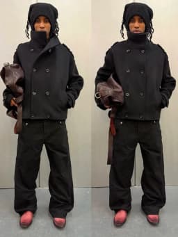 No faith studios double breasted stand-up collar double-sided wool boxy jacket