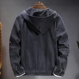Men's hooded denim jacket jacket New spring, autumn and winter models Casual versatile blue zipper denim jacket for men