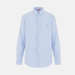 CH Logo Embroidered Solid Color Cotton Long Sleeve Shirt Men Button Down Collar Regular Fit Business Casual Daily Tops