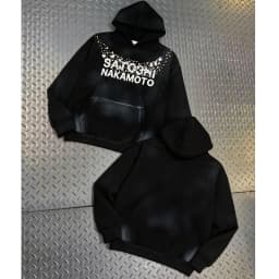 Vintage Distressed Trend Diamond Studded Satoshi Nakamoto Hooded Sweatshirt Men Women New High Street Fashion Hip Hop Pullover