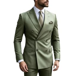 Sage Green Men's Wedding Suits Solid Color 2 Piece Daily Double Breasted Six-buttons Blazer Pants Formal Business Suit Set