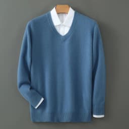 Men's 100% Pure Mink Cashmere Sweater V-Neck Pullover Sweater Knitted Sweater Autumn Winter New Long Sleeved High-end Loose Tops
