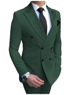 2026 New Beige Men's Suit 2 Pieces Double Breasted Notch Lapel Flat Slim Fit Casual Tuxedos For Wedding(Blazer+Pants)