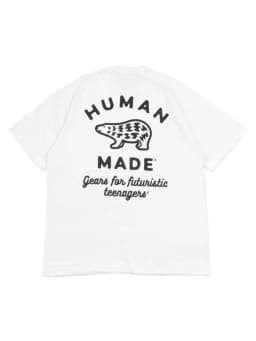Human Made Polar Bear Print Back Graphic Tee with Heart Pocket for Lovers