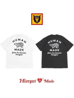 Human Made Polar Bear Print Back Graphic Tee with Heart Pocket for Lovers