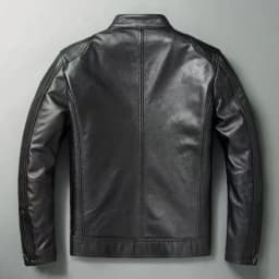 KIDWHXR Autumn Men Leather Jacket Motorcycle Retro Stand Collar Zipper Male Coat Slim Long Sleeve Windproof Man Casual Outerwear