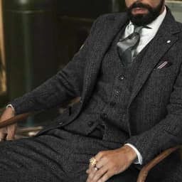 Men's Winter Tweed Wool Grey Slim Fit Formal Wedding Terno Fishbone 3 Piece Smoking Suit Male Ternos Ca