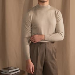 Mr. Lusan Half-turtleneck Sweater Men's Pullover Sweater Knitted Wool Sweater Slim-fit Inner Thin Base Shirt Trendy
