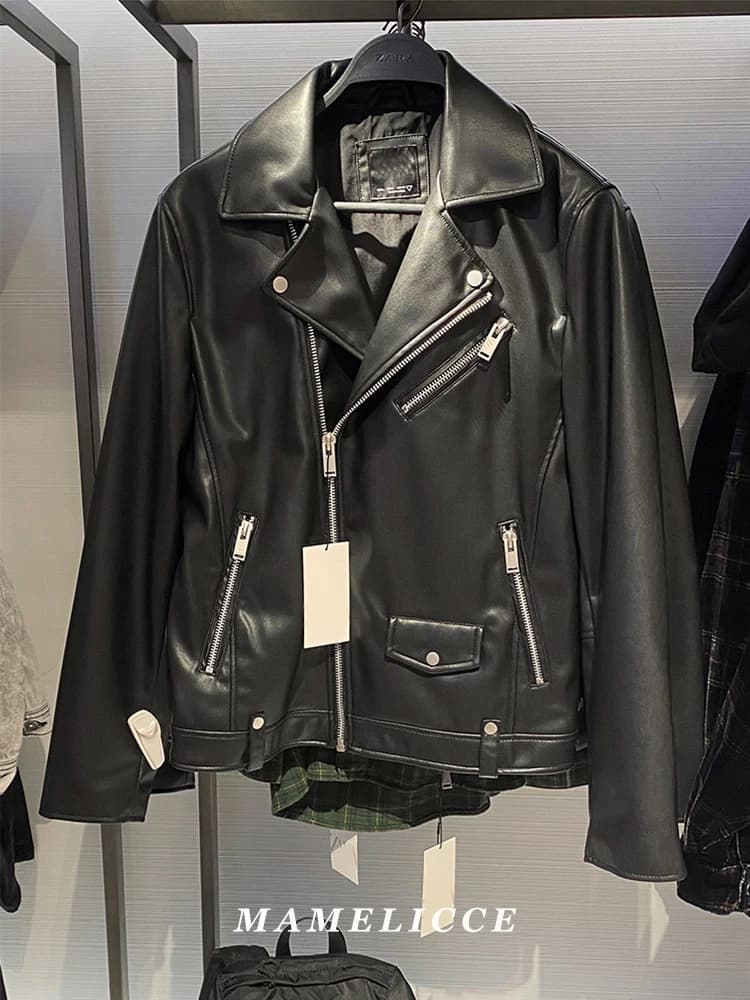 MAMELICCE Original design Rock punk style Slim fit leather coat Synthetic leather jackets Autumn and winter men's clothing tops