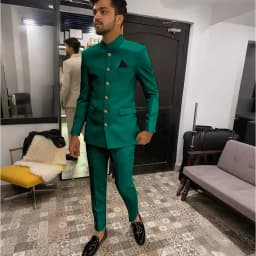 Skinny Biege Men Suit Single Breasted High Quality Stand-up Collar Business Formal Occasion Male Clothing Stylish Daily