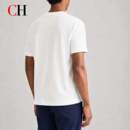 CH Mens Simple Round Neck Hidden Crest Embroidery Regular Fit Short Sleeve Tee Everyday Matching Wear