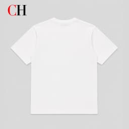 CH Mens Simple Round Neck Hidden Crest Embroidery Regular Fit Short Sleeve Tee Everyday Matching Wear