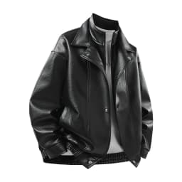 New Men's Outdoor High-quality Fashion Trend Imitation Leather Jacket Versatile for Autumn Winter Breathable and Warm Top
