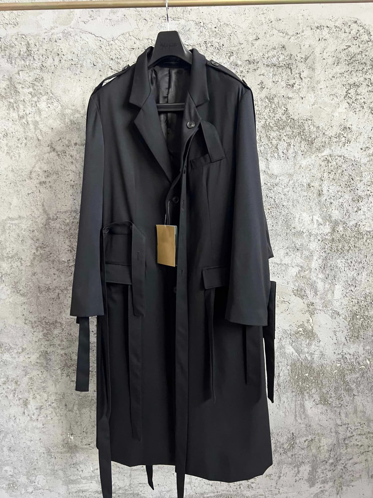 TOP-YAMAMOTO Japanese retro suit trench coat, lapel single-breasted mid-length classic coat for men